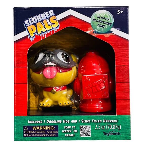 NEW Slobber Pals “Puddles” Slime DOG & FIRE HYDRANT Toys NEW 3.5” Pug Puppy NIB - Picture 1 of 7